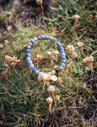 Armband, Bracelet, Sodalith, blau, Spirit of OM Anhänger