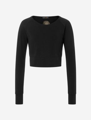 Crop Shirt langarm Jathara - schwarz