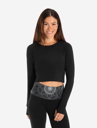 Crop Shirt langarm Jathara - schwarz